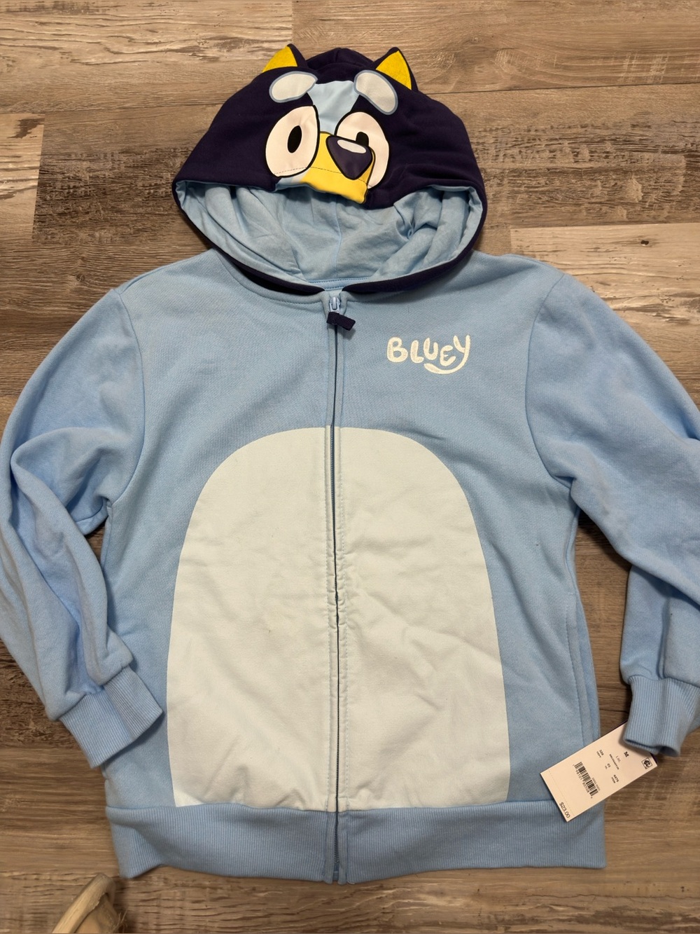 Light Blue Kids Zip-Up Hoodie with Character Hood